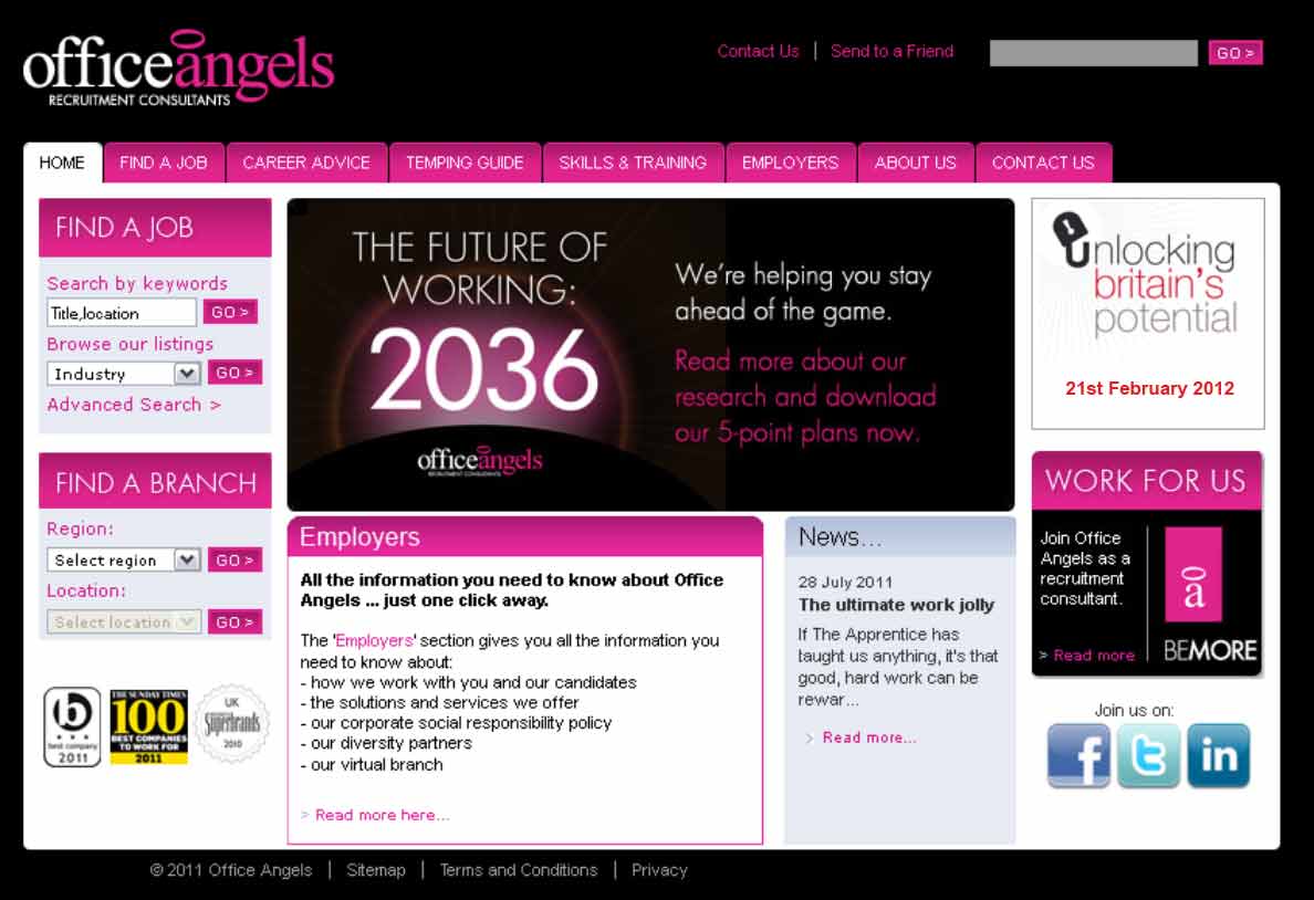 Office Angels' website