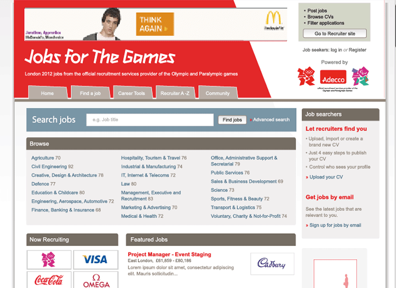 Jobs For the Games' website