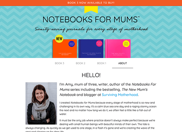 Notebook for Mums' website